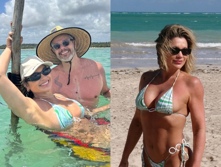 Flávia Alessandra curte última praia do ano com Otaviano Costa, em Alagoas; veja fotos