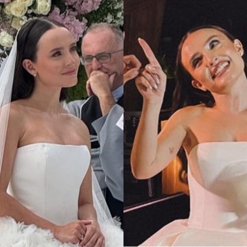 Larissa Manoela usa dois vestidos em casamento com André Luiz Frambach; veja fotos