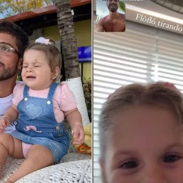 João Guilherme faz videochamada com a sobrinha Maria Flor: ‘Tirando foto com fã’