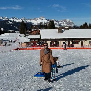 Thales Bretas compartilha registros de passeio na neve com os filhos: “Diversão e perrengue”