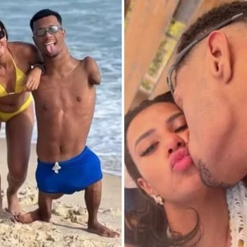 Gabrielzinho da natação paralímpica curte praia com namorada: ‘Te amo’