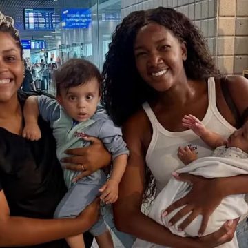 Iza e Nala viralizam ao posar com fã e filho no aeroporto