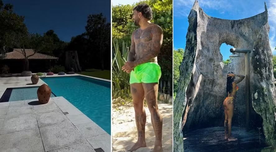 Gabigol se hospeda com Rafaella, irmã de Neymar, em casa de frente para o mar em praia na Bahia