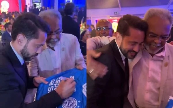 Everton Ribeiro autografa camisa do Bahia para Gilberto Gil: “Que honra”