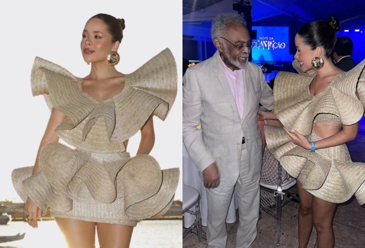Laura Brito usa look inspirado em música de Gilberto Gil e ganha elogio de cantor: ‘Verdadeiro ícone’