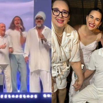 No Rio, Renato Aragão curte show de Carlinhos Brown e ganha homenagem de aniversário