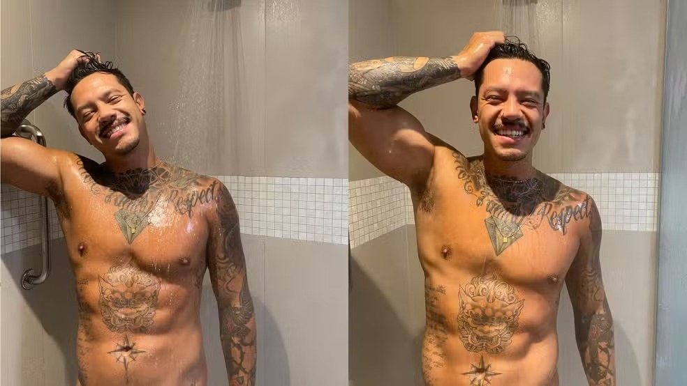 Ex-BBB Gabriel atiça web com foto sem roupa: ‘Nada melhor do que um banho pelado’