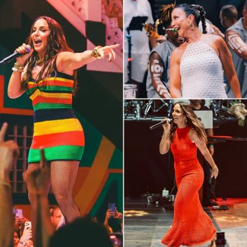 Ivete Sangalo escolhe vestidos artesanais de grife baiana para participar de shows em Salvador