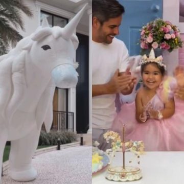 Filha de Simone ganha festa temática com unicórnio gigante e ‘lojinha de lembranças’; veja fotos