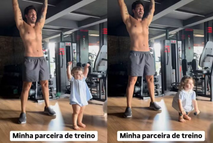 Eliezer treina ao lado da filha Lua e declara: “Minha parceira”