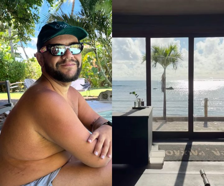 Na Bahia, Gominho relaxa em destino paradisíaco e encanta com registros: ‘Conforto máximo’