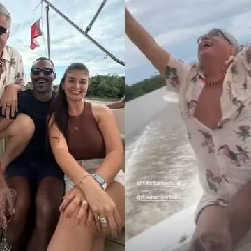 Milton Cunha curte passeio de barco com o namorado e amigos em Belém; veja fotos