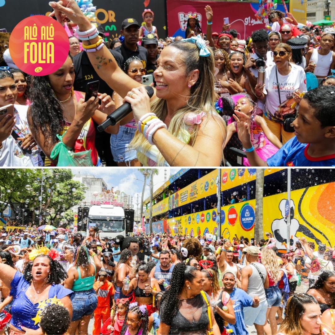 Carla Perez desce de trio elétrico para animar crianças no Carnaval de Salvador