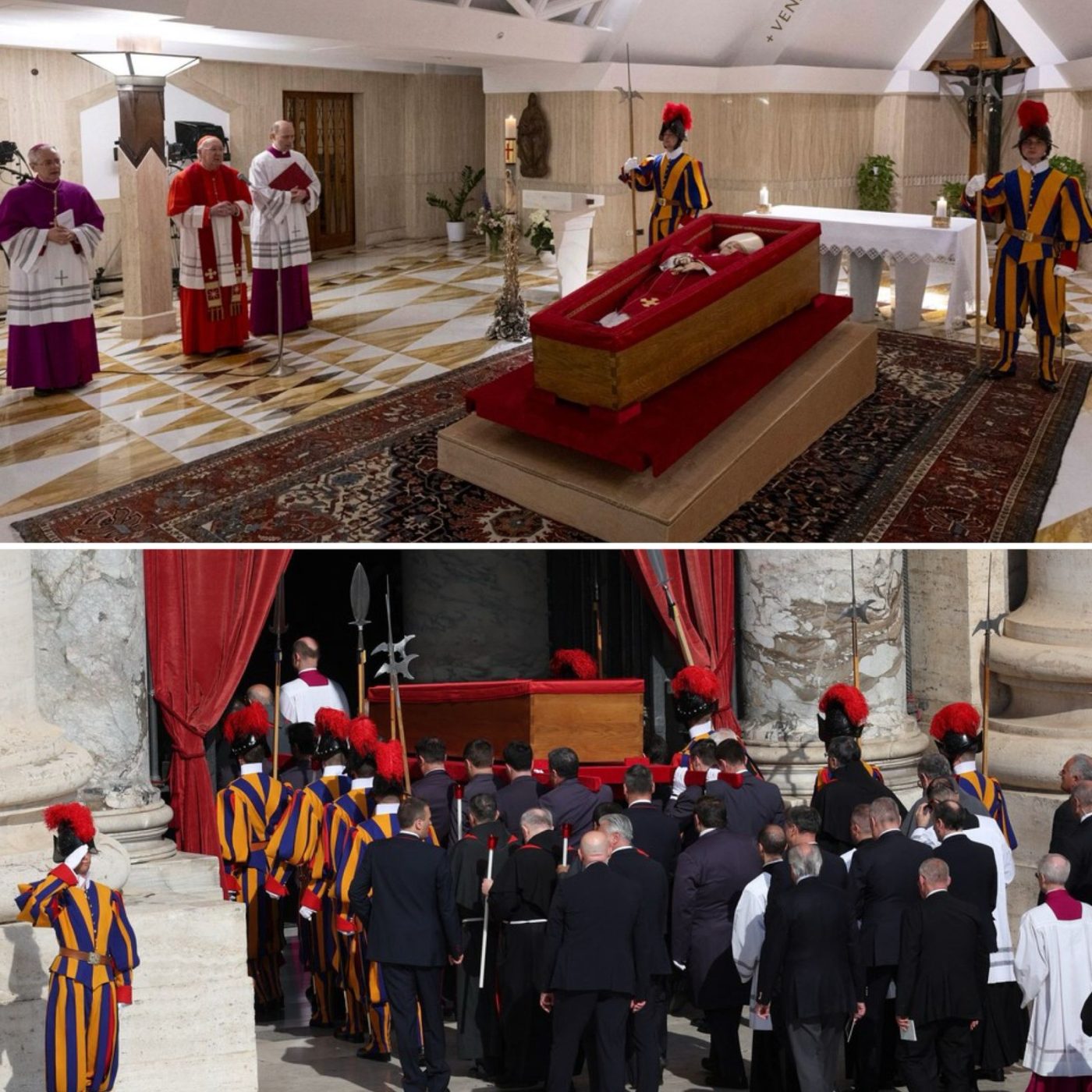 Procissão com caixão simples, aplausos e ritos discretos marcam início do velório do papa Francisco no Vaticano