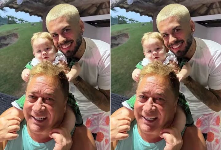 Leonardo se declara ao postar foto com filho e neto: ‘Meus amores’