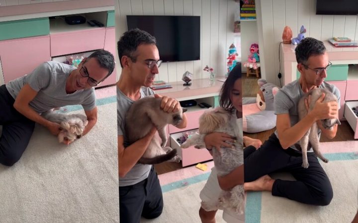 César Tralli dá show de fofura ao brincar com a filha Manu: “Essência da vida”
