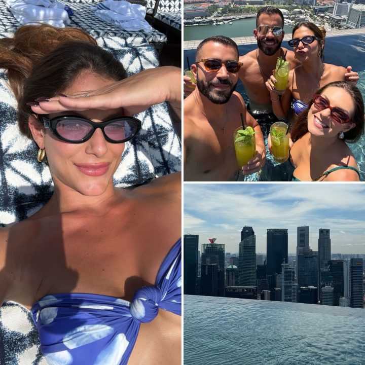 Mari Gonzalez curte piscina luxuosa com Pipo Marques em Singapura