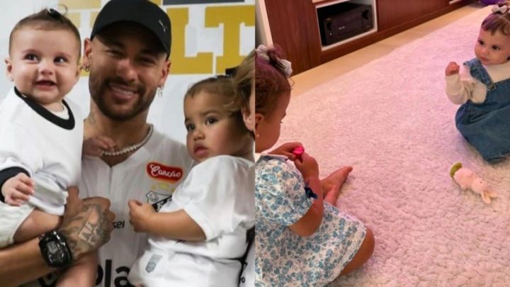 Filhas de Neymar, Helena e Mavie, dão show de fofura brincando juntas
