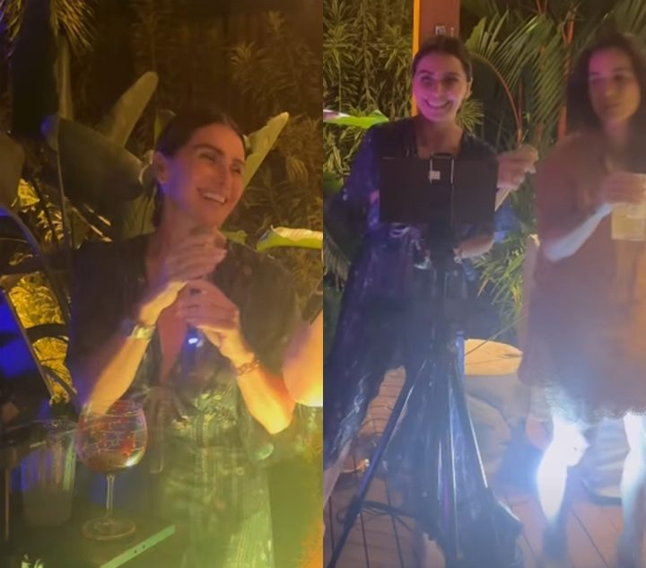 Giovanna Antonelli curte feriadão com amigas em Praia do Forte e solta a voz no karaokê