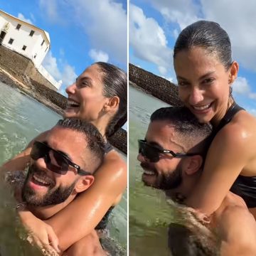 Mari Gonzalez e Pipo Marques curtem praia em Salvador