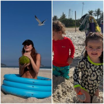Thaila Ayala encanta ao mostrar dia de praia com os filhos Francisco e Tereza