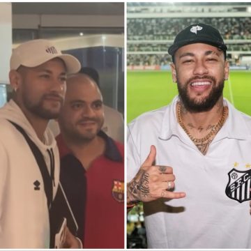 Neymar desembarca em Salvador e atende fãs no aeroporto