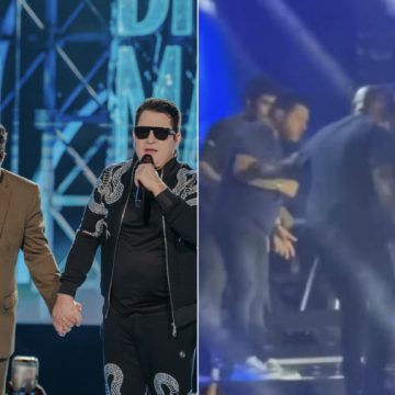Marrone bate a cabeça após cair do palco durante show e Bruno atualiza estado de saúde do parceiro