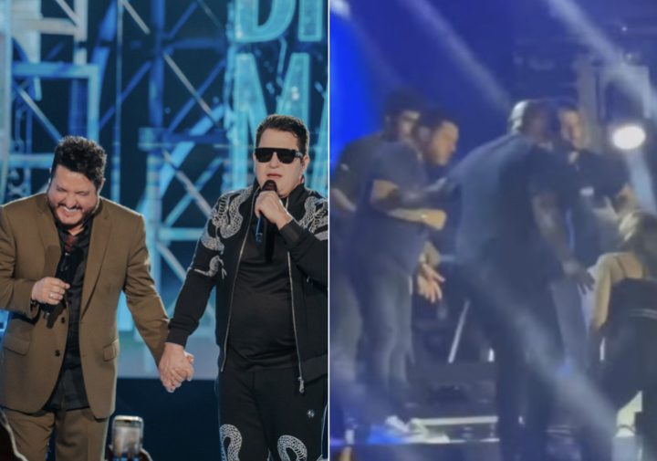 Marrone bate a cabeça após cair do palco durante show e Bruno atualiza estado de saúde do parceiro