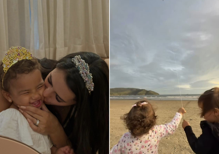 Bruna Biancardi encanta ao mostrar filha Mavie soltando pipa