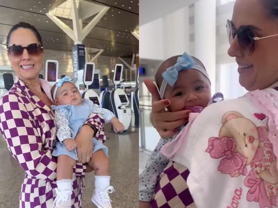 Filha de Graciele Lacerda, Clara encanta ao fazer primeiro voo comercial
