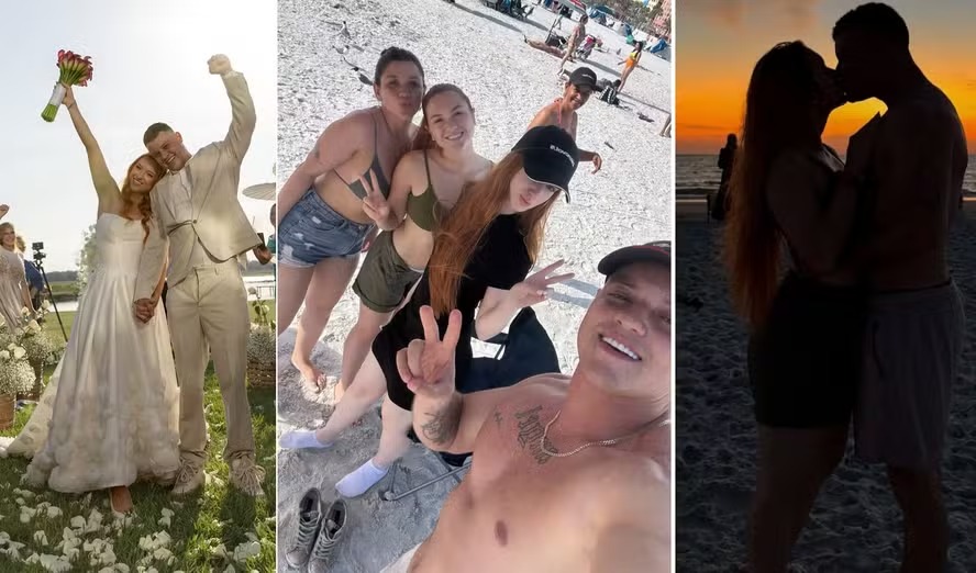 Recém-casados, filha de Gugu e marido curtem lua de mel na praia