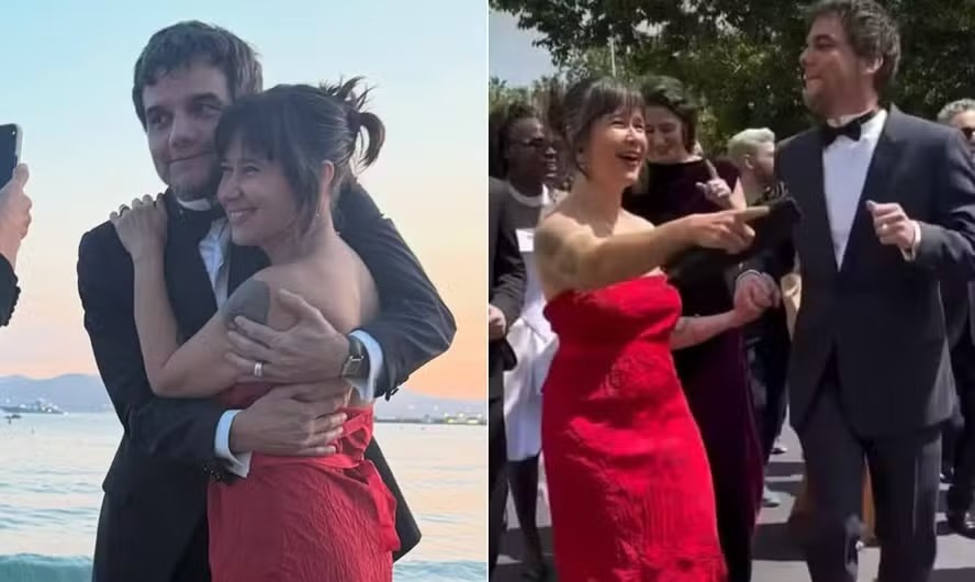 Wagner Moura curte Cannes agarradinho com a esposa Sandra Delgado