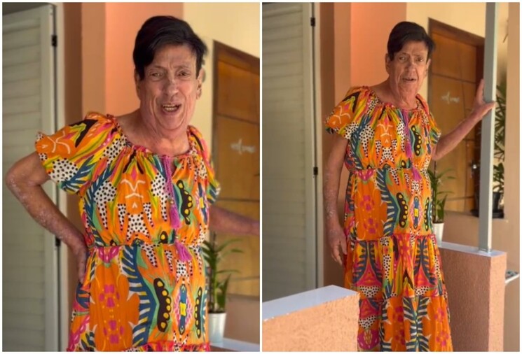 Marcos Oliveira, o Beiçola, diverte ao aparecer como Dona Lurdes no Retiro dos Artistas