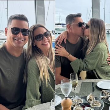Após arrastar multidão em Brasília, Xanddy e Carla Perez aproveitam sábado com almoço à beira-mar em Salvador