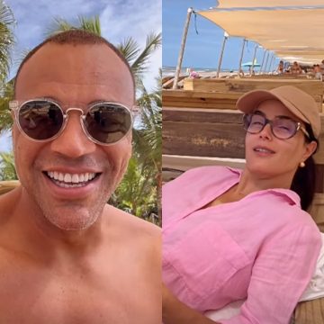 Luciele Di Camargo e Denilson celebram 15 anos de casamento em Trancoso