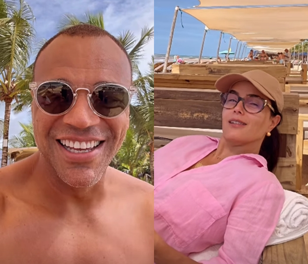Luciele Di Camargo e Denilson celebram 15 anos de casamento em Trancoso