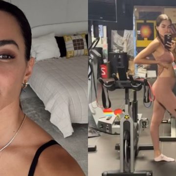 Grávida de Daniel Alves, Joana Sanz exibe barriga durante treino na academia