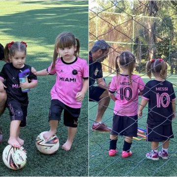 Filhas de Virginia Fonseca fazem aula de futebol com camisa de craque internacional