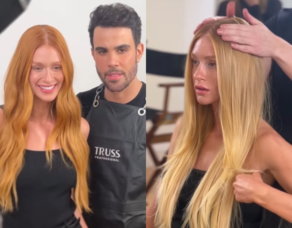 Cabelereiro de Marina Ruy Barbosa mostra bastidores de transformação da atriz; assista