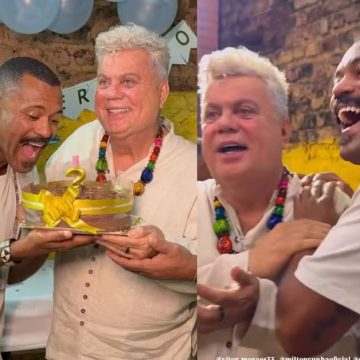 Milton Cunha comemora os 42 anos do namorado com festa ao lado de amigos em bar no Rio