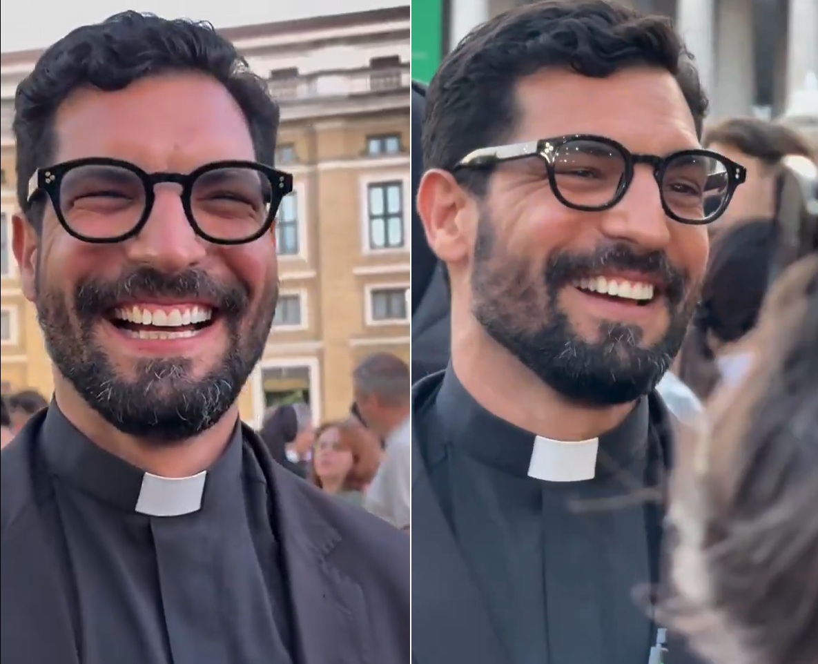 Padre brasileiro bonitão viraliza durante conclave em Roma