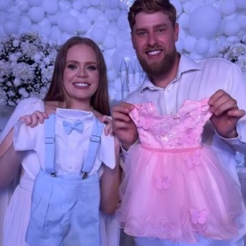 Ex-BBB surpreende convidados em festa e conta que está grávida de gêmeos