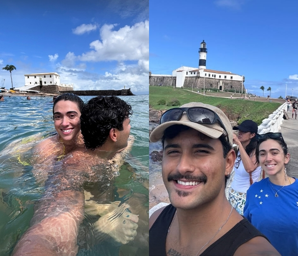 Ex-BBB Lucas Pizane aproveita trégua na chuva e curte Porto da Barra com Giovanna