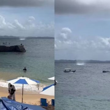 Tromba d’água volta a se formar em praia da Barra após duas semanas
