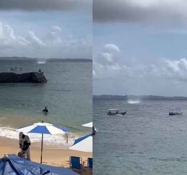Tromba d’água volta a se formar em praia da Barra após duas semanas