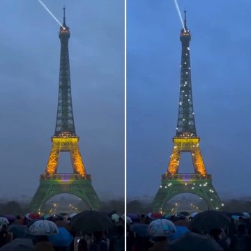 Torre Eiffel ganha cores do Brasil em homenagem à chegada de Lula na França