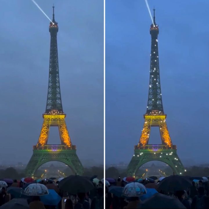 Torre Eiffel ganha cores do Brasil em homenagem à chegada de Lula na França