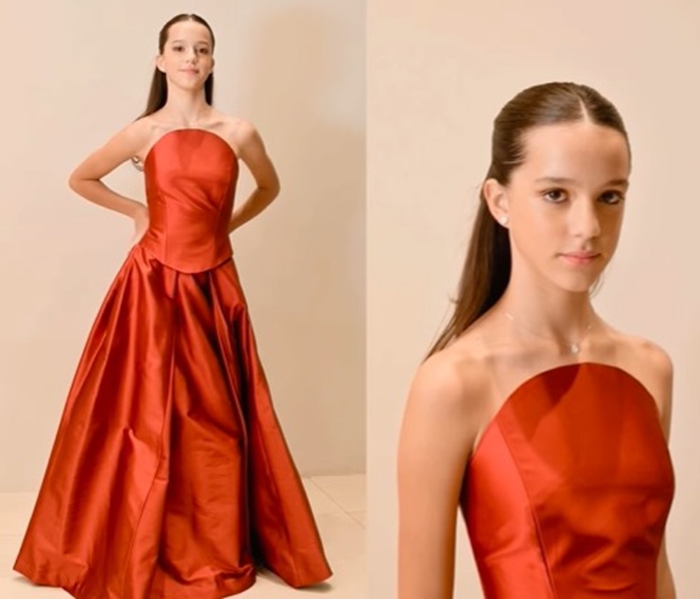Filha de Rodrigo Faro e Vera Viel impressiona com look vermelho no leilão de Neymar