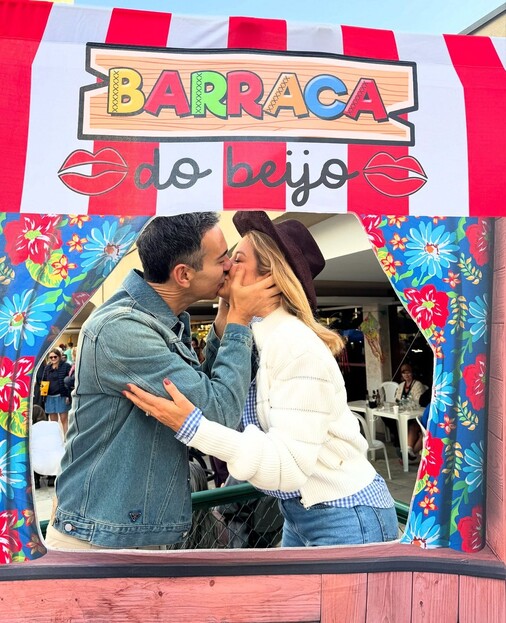 César Tralli e Ticiane Pinheiro surgem em clima de romance em festa junina