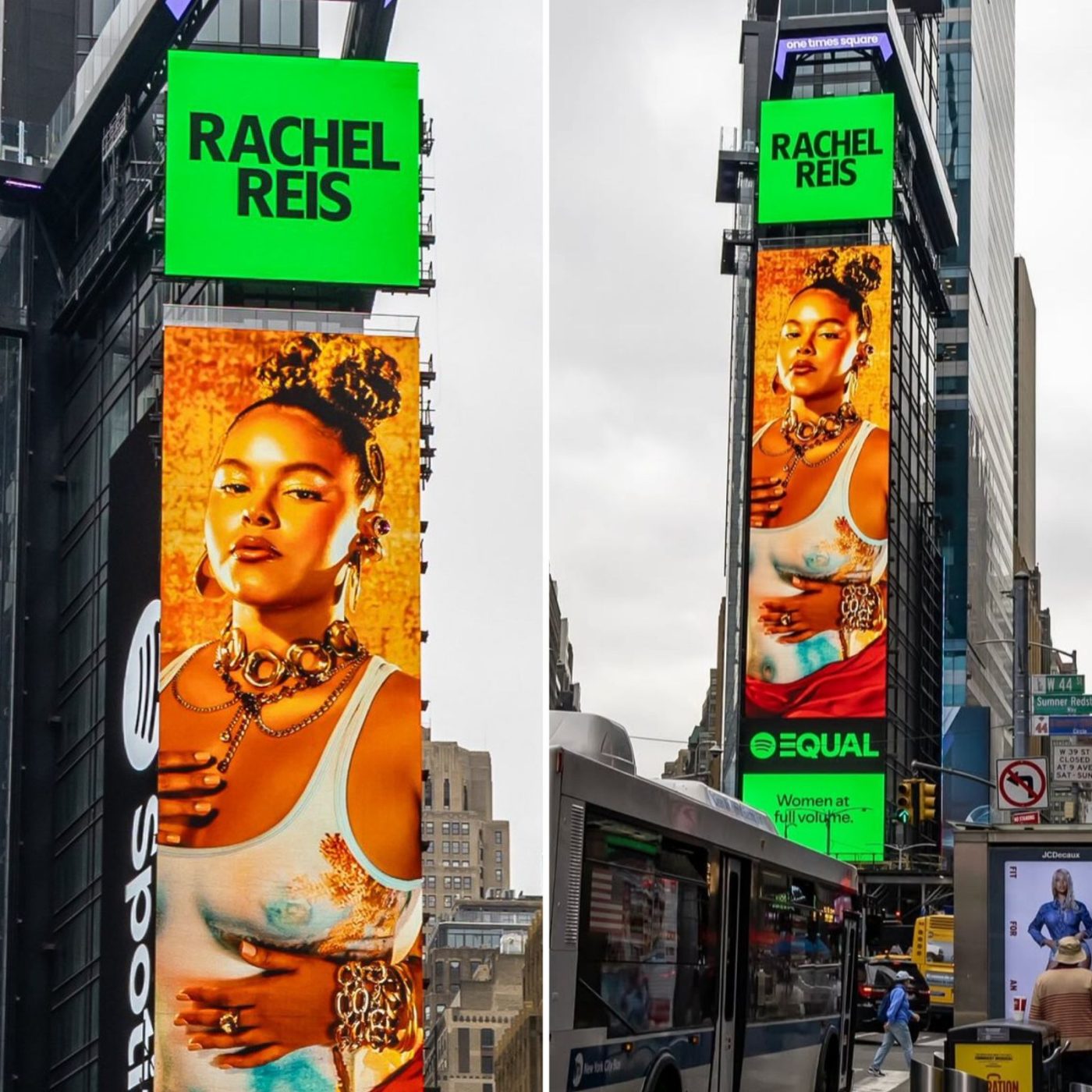 Rachel Reis comemora destaque em telão da Times Square, em Nova York: ‘Ainda estou processando’